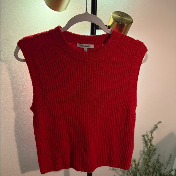 Madewell Tops - Madewell knit sweater tank textured extra soft cotton blend color block red LG